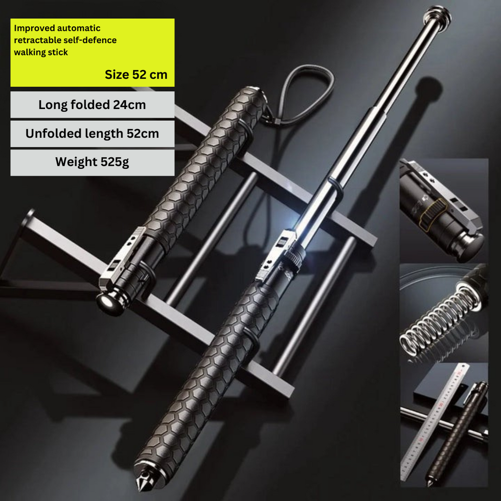 Automatic Self Defense Walking Stick – Hiking, Urban Safety