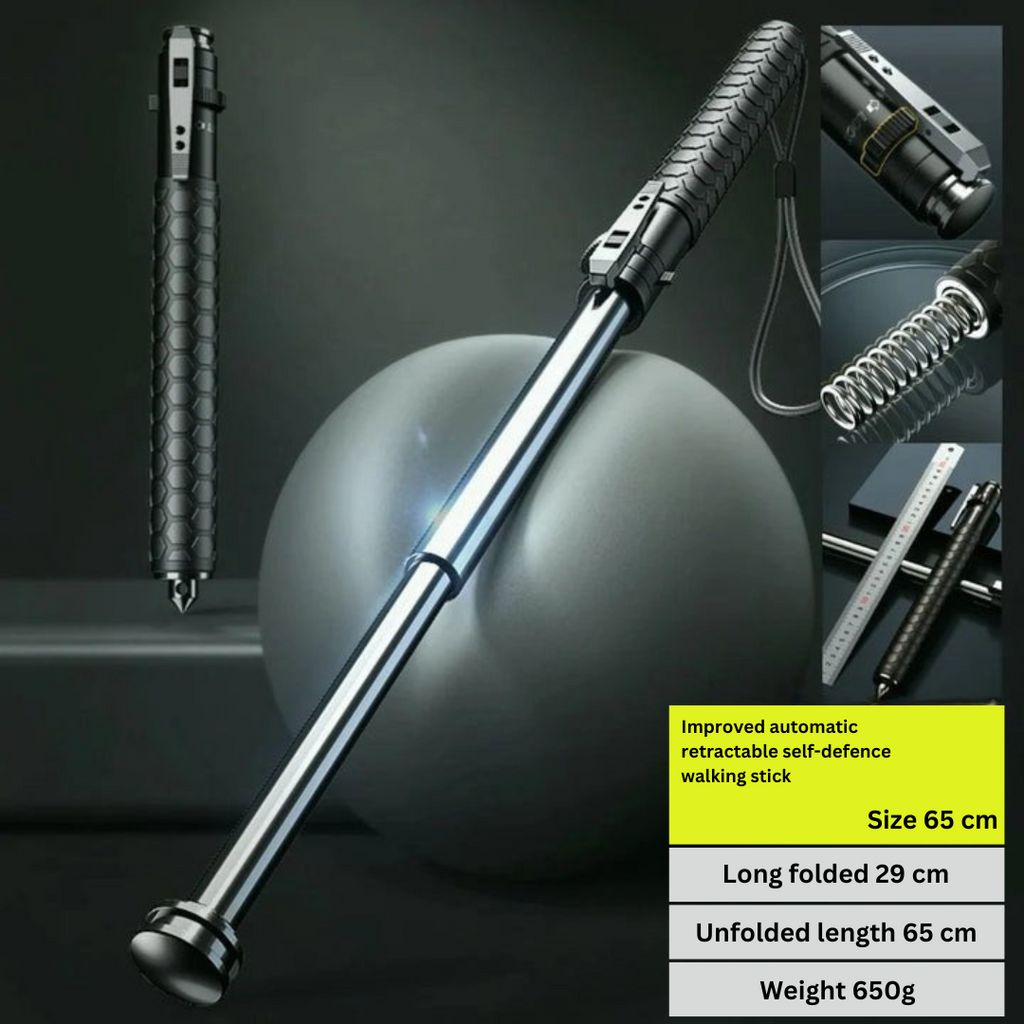 Automatic Self Defense Walking Stick – Hiking, Urban Safety