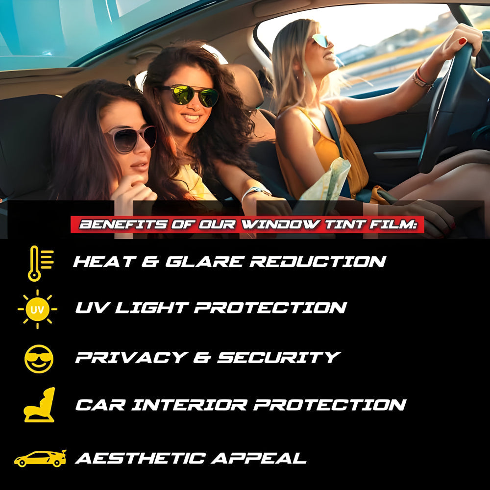 Automotive Window Tint Film | UV & Heat Protection | Easy Application – Privacy, Comfort