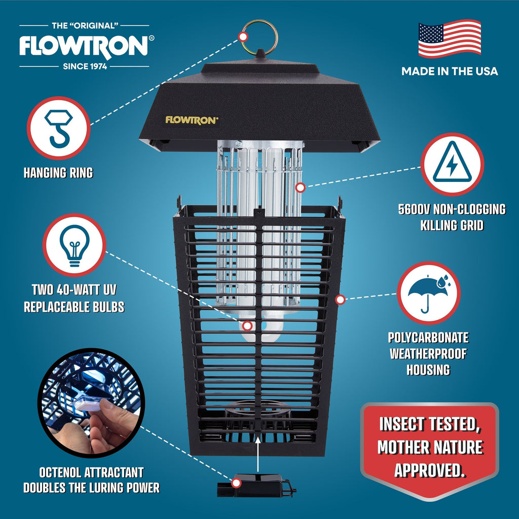 Flowtron Electric Bug Zapper 80W – Outdoor Pest Control, Garden Protection