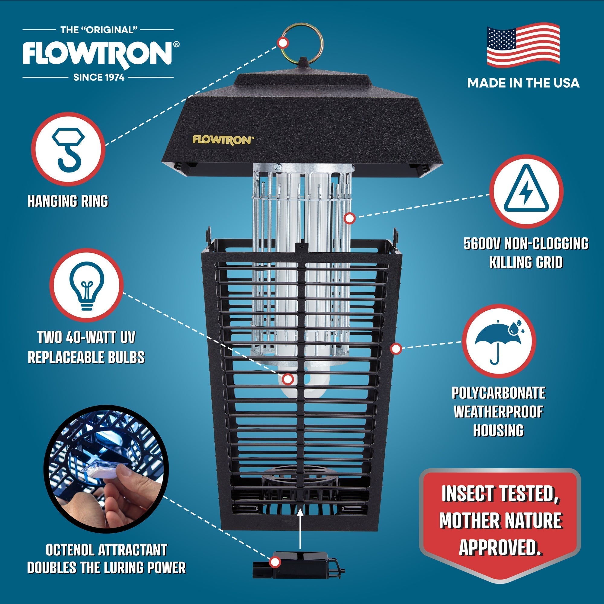 Flowtron Electric Bug Zapper 80W – Outdoor Pest Control, Garden Protection