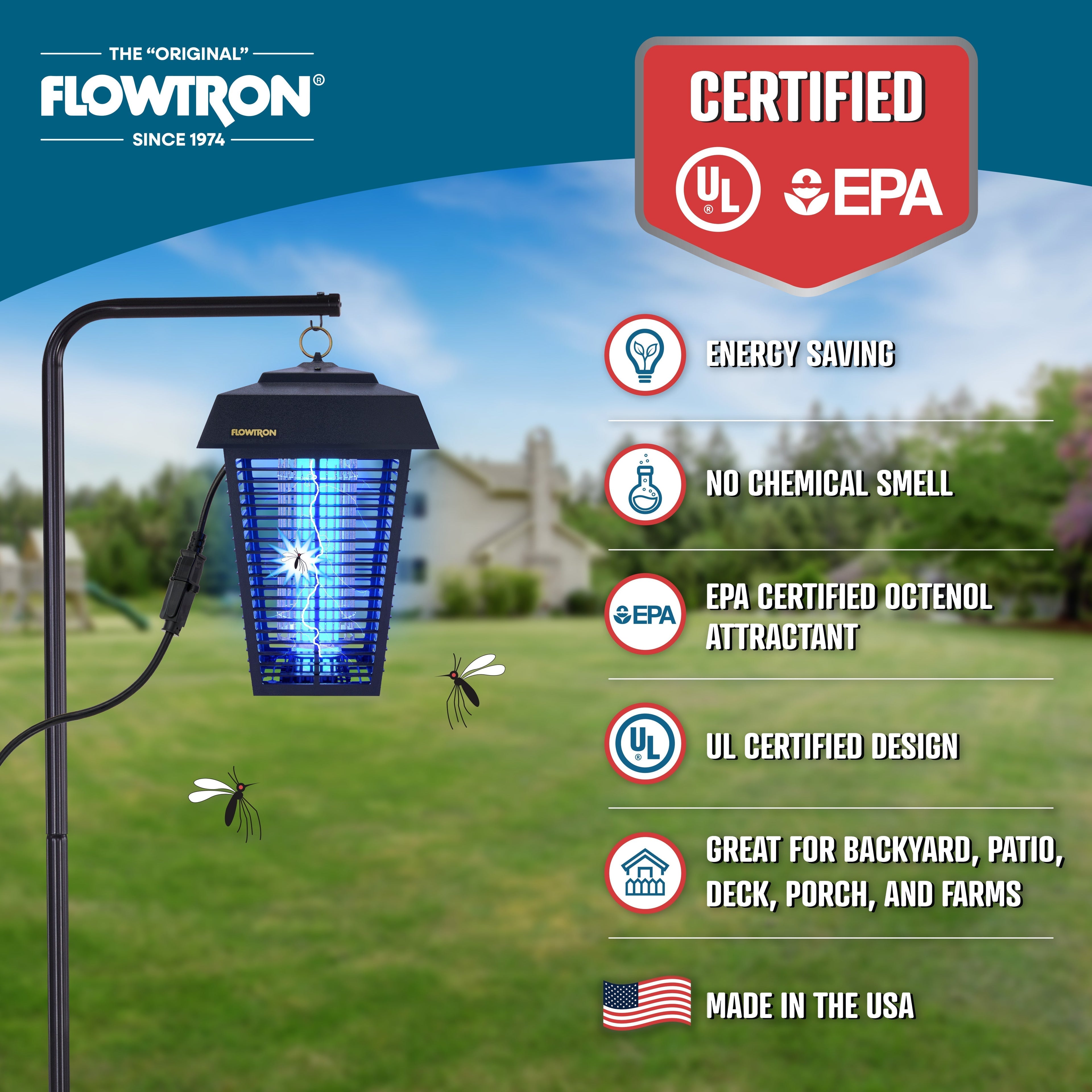 Flowtron Electric Bug Zapper 80W – Outdoor Pest Control, Garden Protection