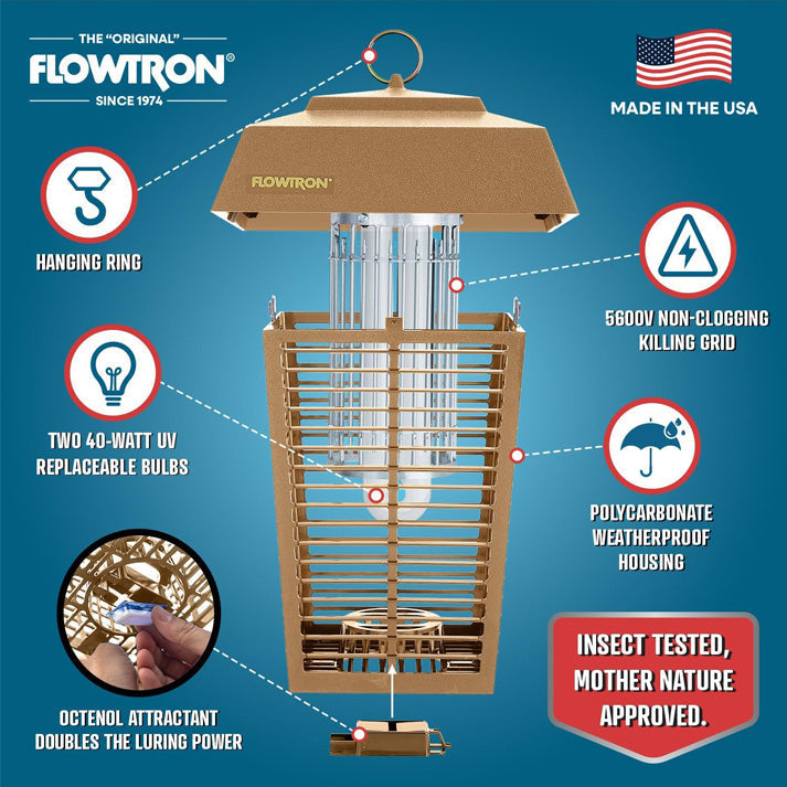 Flowtron Electric Bug Zapper 80W – Outdoor Pest Control, Garden Protection