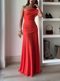 Black Asymmetrical Ruched Dress Women UK – Evening Gown, Cocktail Attire