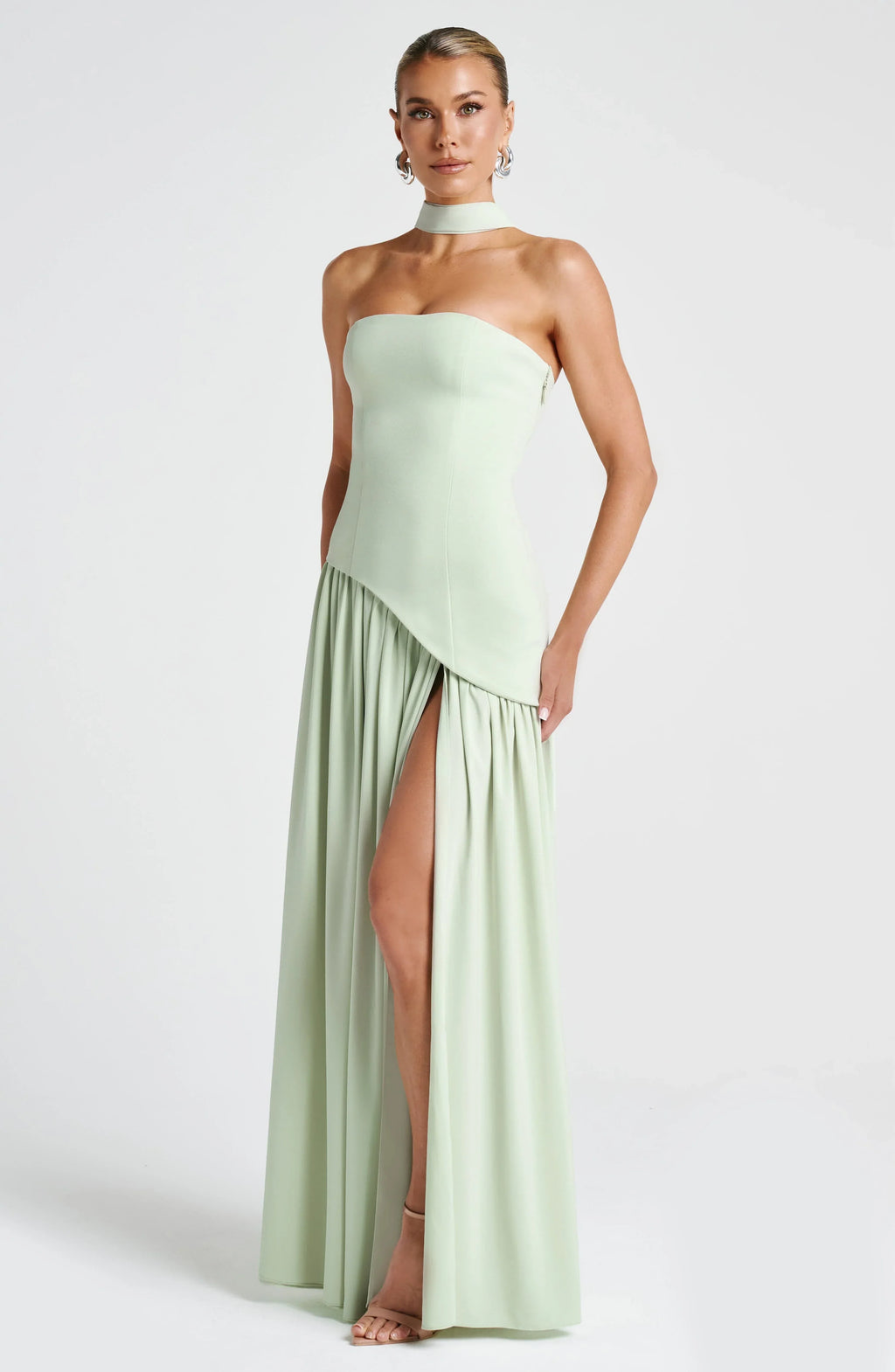 Black Corset Bustier Dress with Scarf Detail Women UK – Wedding Guest Garden Party Evening Gown, Cocktail