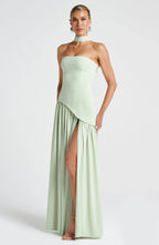 Black Corset Bustier Dress with Scarf Detail Women UK – Wedding Guest Garden Party Evening Gown, Cocktail