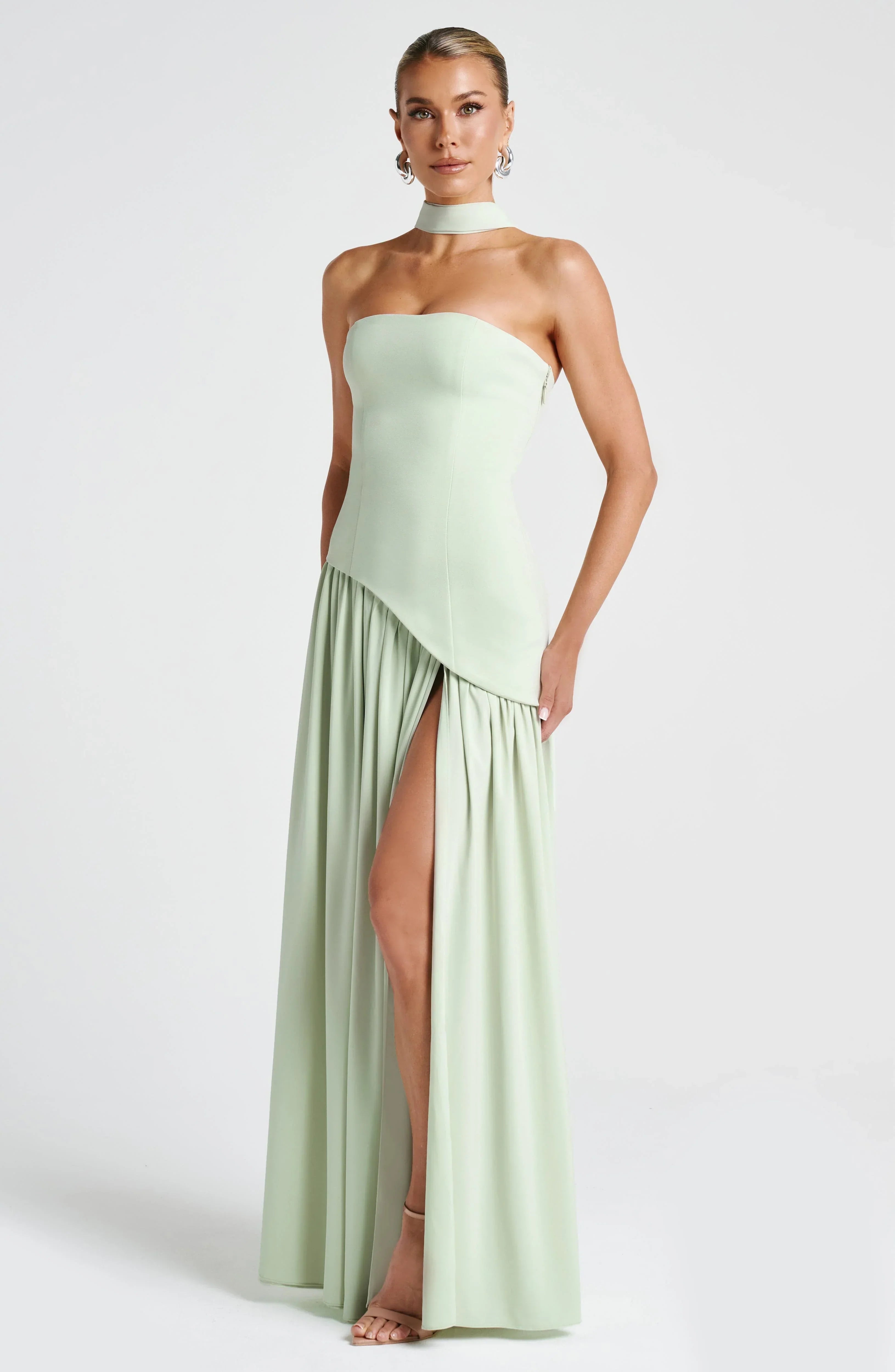 Black Corset Bustier Dress with Scarf Detail Women UK – Wedding Guest Garden Party Evening Gown, Cocktail