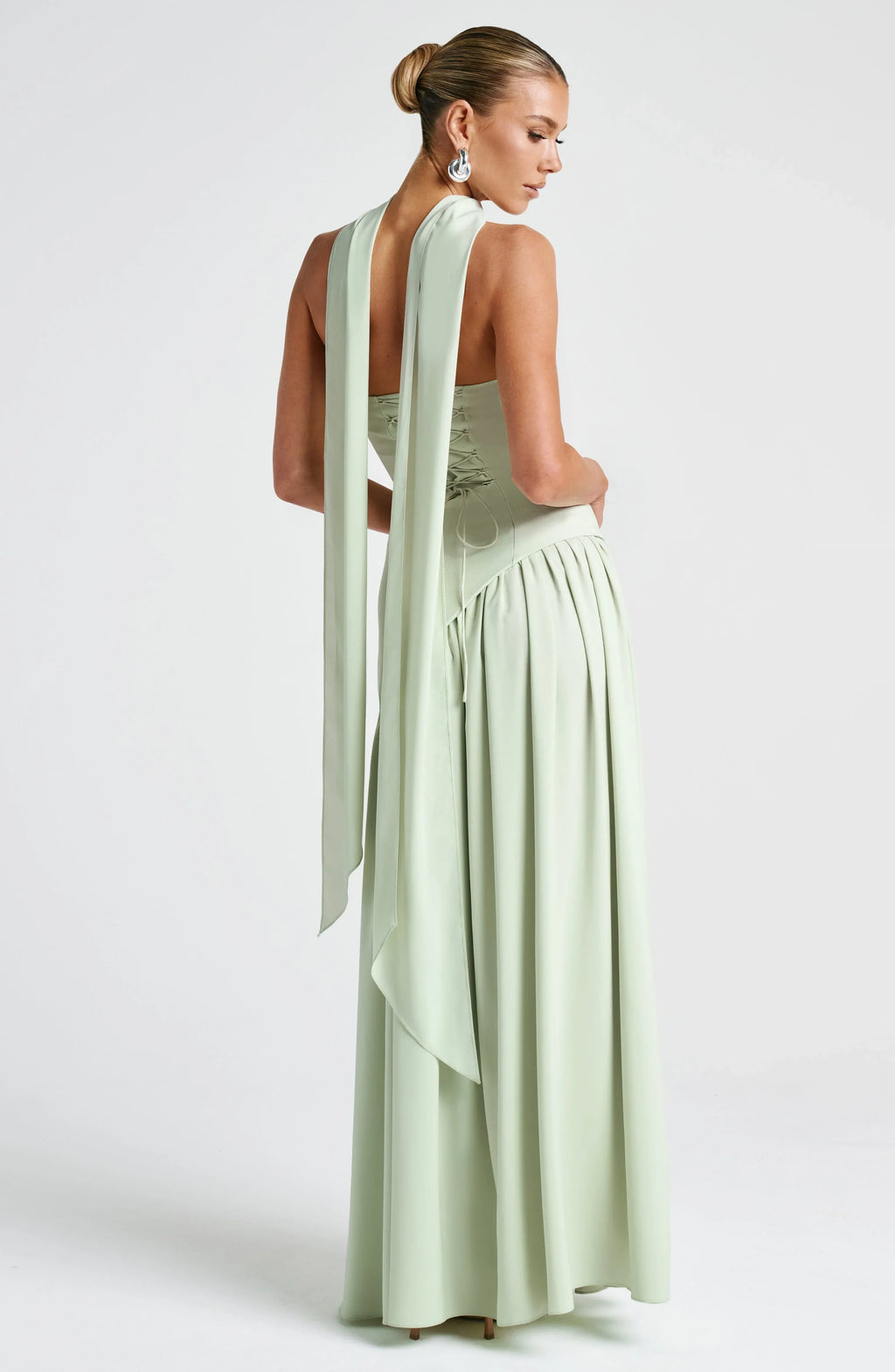 Black Corset Bustier Dress with Scarf Detail Women UK – Wedding Guest Garden Party Evening Gown, Cocktail