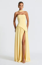 Black Corset Bustier Dress with Scarf Detail Women UK – Wedding Guest Garden Party Evening Gown, Cocktail