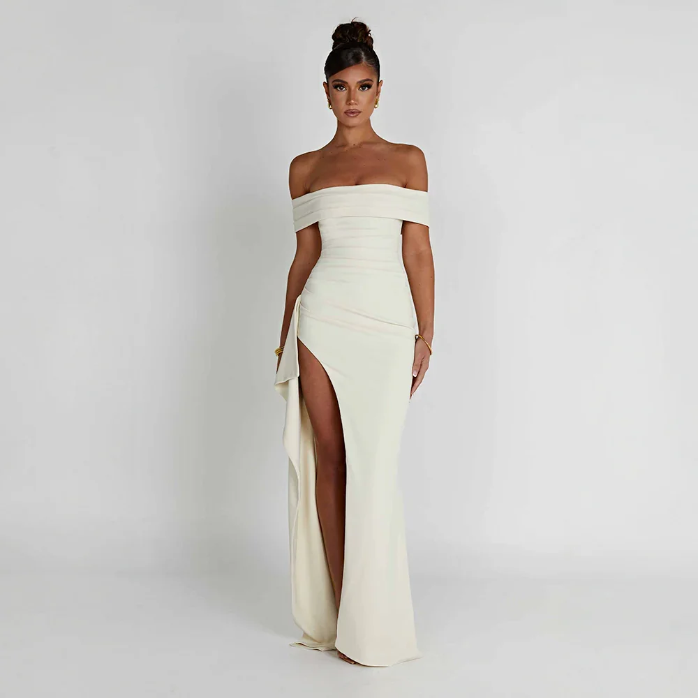 Black Off-Shoulder Long Dress Women UK – Wedding Guest Cocktail Evening Gown, Garden Party