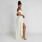 Black Off-Shoulder Long Dress Women UK – Wedding Guest Cocktail Evening Gown, Garden Party