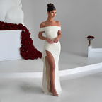 Black Off-Shoulder Long Dress Women UK – Wedding Guest Cocktail Evening Gown, Garden Party
