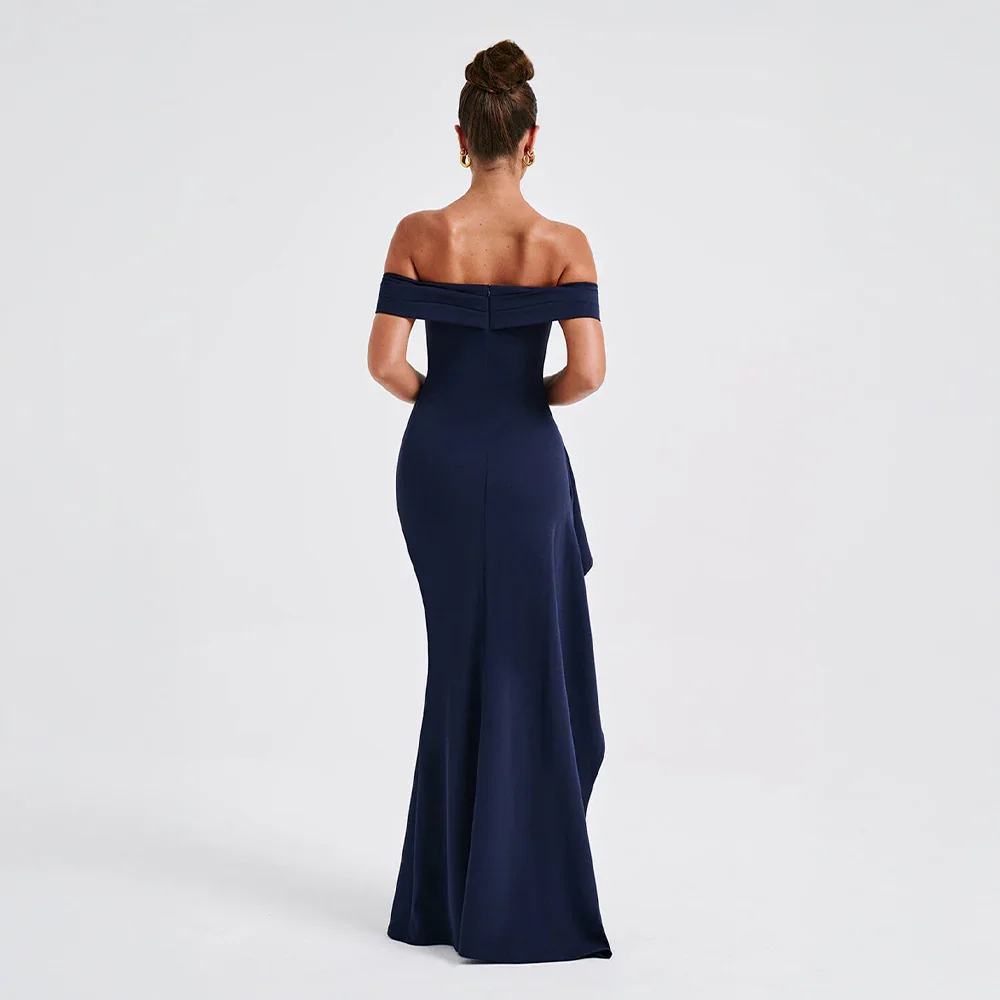 Black Off-Shoulder Long Dress Women UK – Wedding Guest Cocktail Evening Gown, Garden Party
