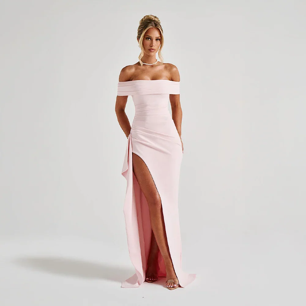 Black Off-Shoulder Long Dress Women UK – Wedding Guest Cocktail Evening Gown, Garden Party