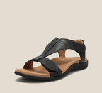 Black Orthopedic Vegan Leather Sandals Women UK – Smart Casual Holiday Wear Evening Footwear