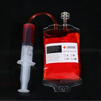 Blood Bag Drink Pouches with Syringe – Halloween Party Decorations, Gadgets