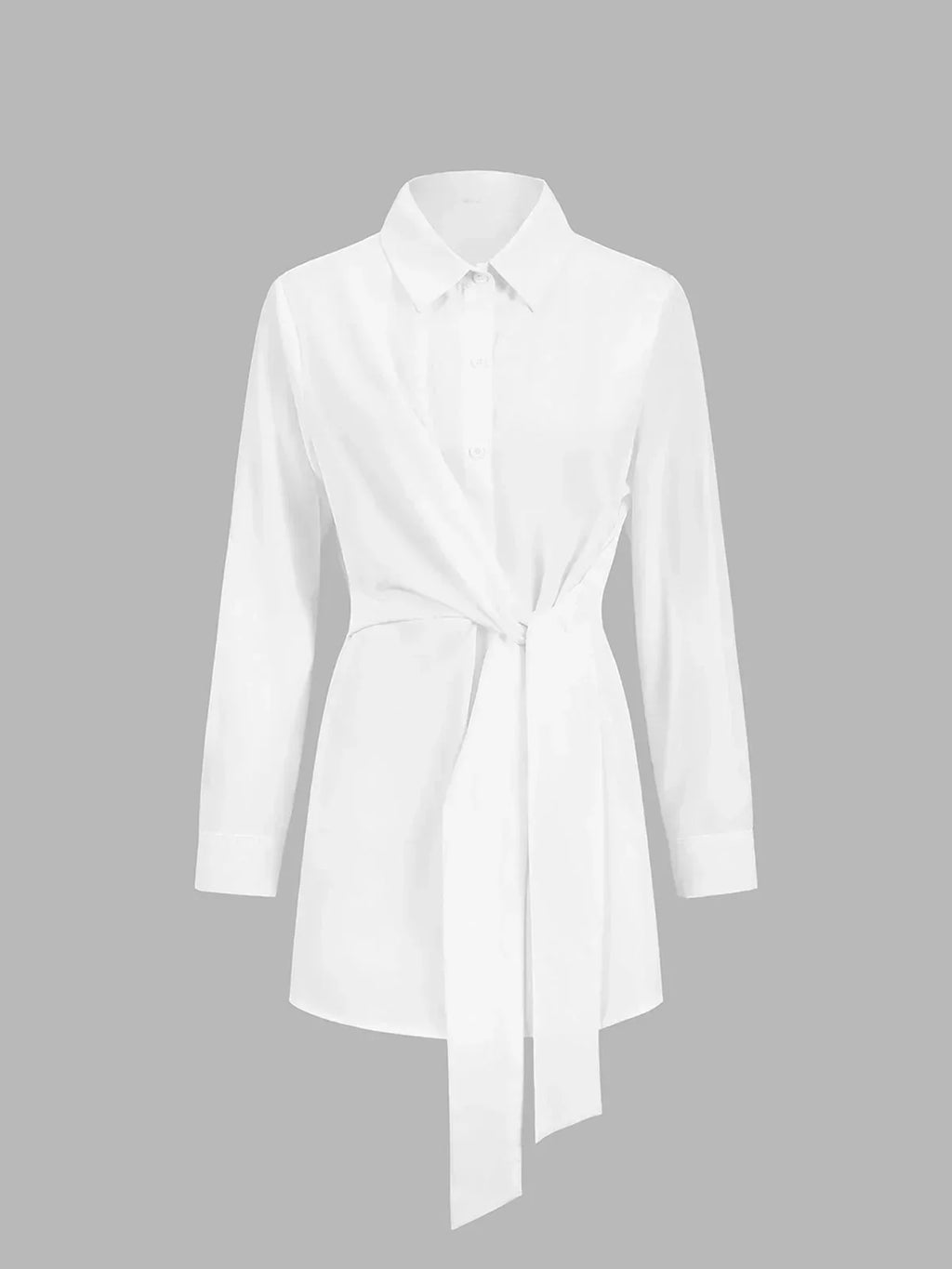 Blue Oversized Women's Shirt with Front Tied Belt UK – Smart Casual Office Holiday Wear