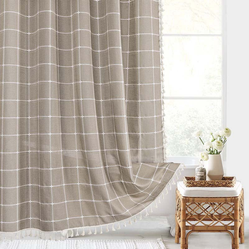 Bohemian Waterproof Linen Shower Curtain – Bathroom, Home Decor