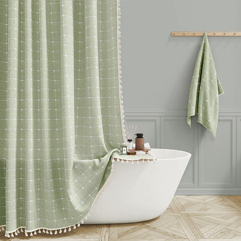 Bohemian Waterproof Linen Shower Curtain – Bathroom, Home Decor