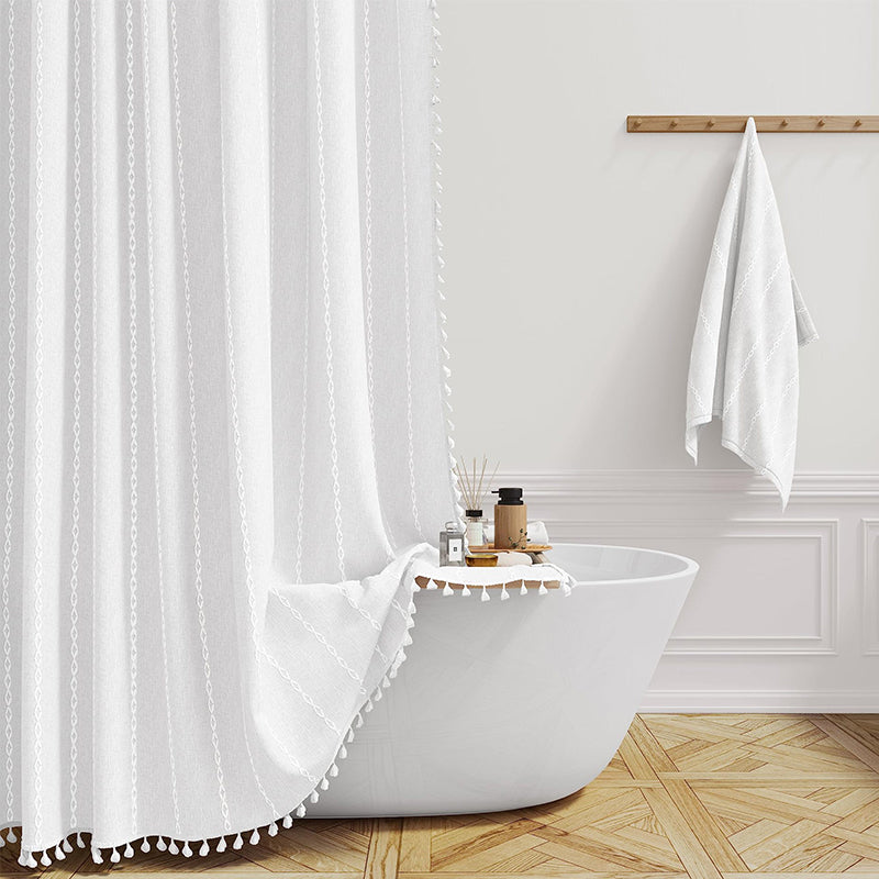 Bohemian Waterproof Linen Shower Curtain – Bathroom, Home Decor