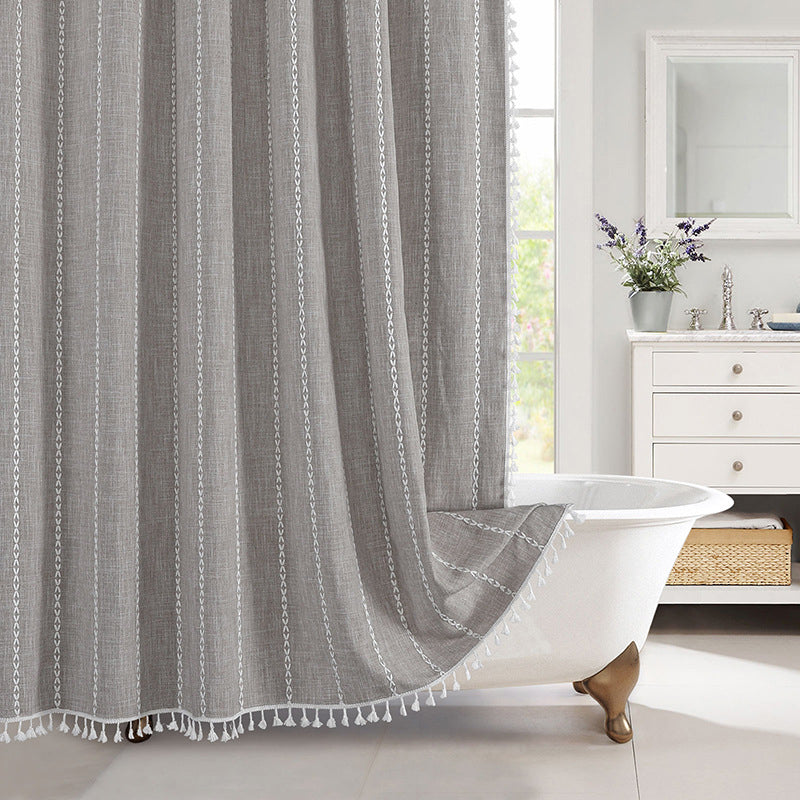 Bohemian Waterproof Linen Shower Curtain – Bathroom, Home Decor
