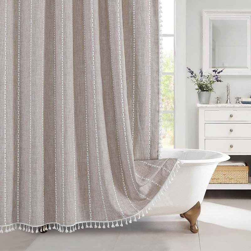 Bohemian Waterproof Linen Shower Curtain – Bathroom, Home Decor