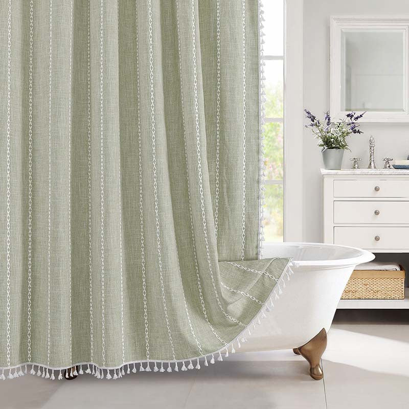 Bohemian Waterproof Linen Shower Curtain – Bathroom, Home Decor