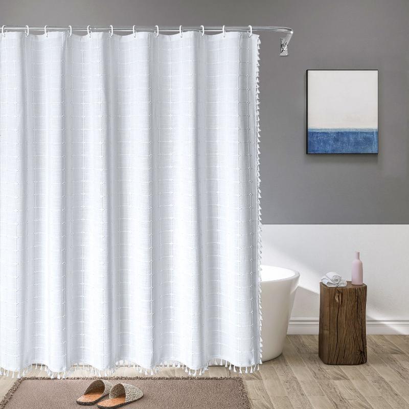 Bohemian Waterproof Linen Shower Curtain – Bathroom, Home Decor