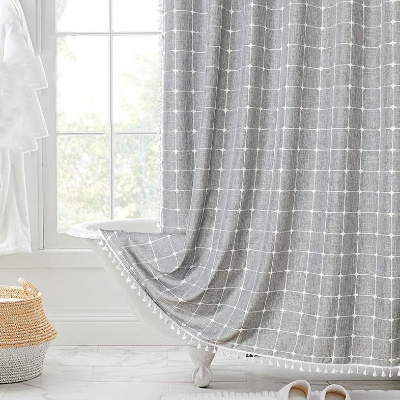 Bohemian Waterproof Linen Shower Curtain – Bathroom, Home Decor