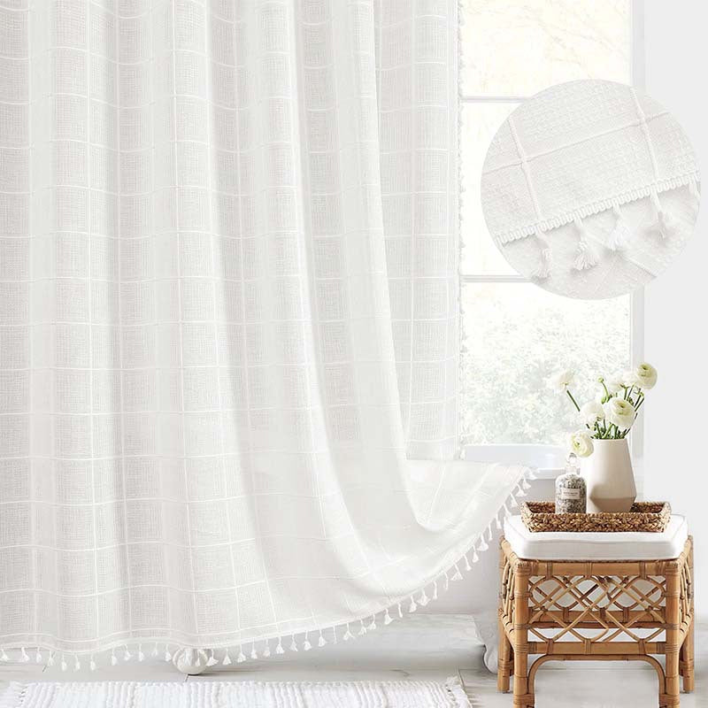 Bohemian Waterproof Linen Shower Curtain – Bathroom, Home Decor