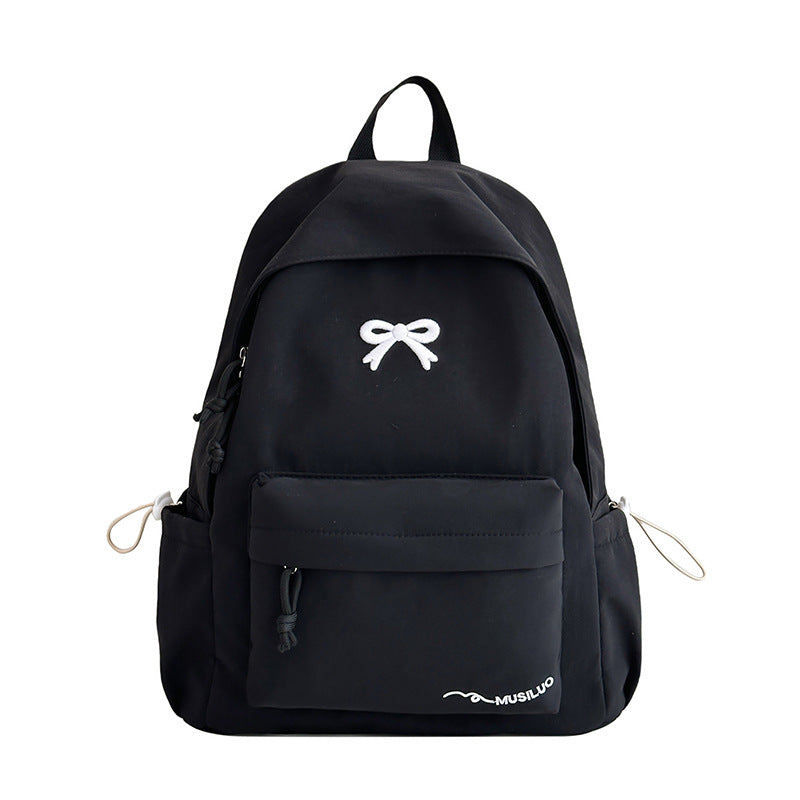 Bow-Embossed Casual School Backpack – Stylish, Everyday Use