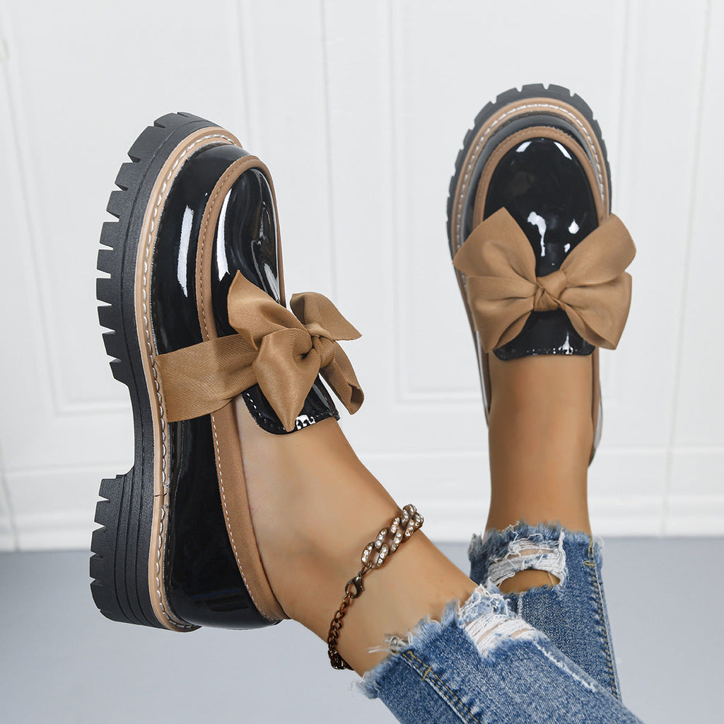 Retro Bowknot Thick Soled Shoes for Women UK – Smart Casual & Holiday Wear