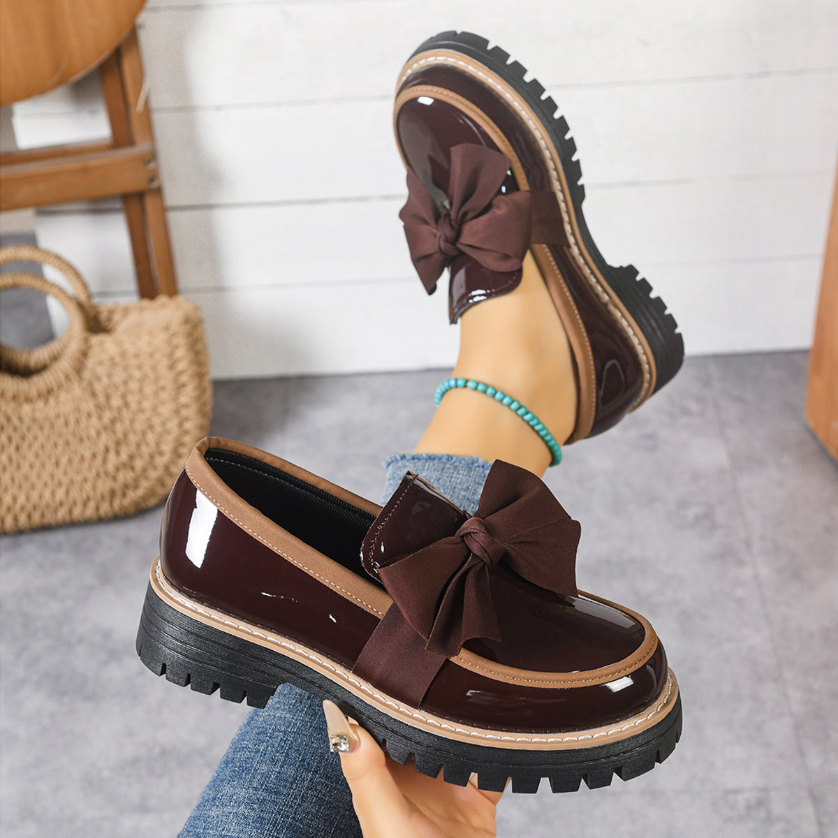 Retro Bowknot Thick Soled Shoes for Women UK – Smart Casual & Holiday Wear