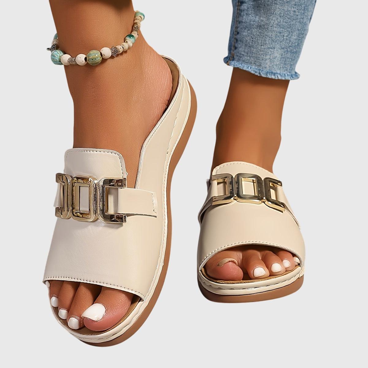 Brown Comfy Buckle Sandals Women UK – Smart Casual Holiday Wear Evening Footwear