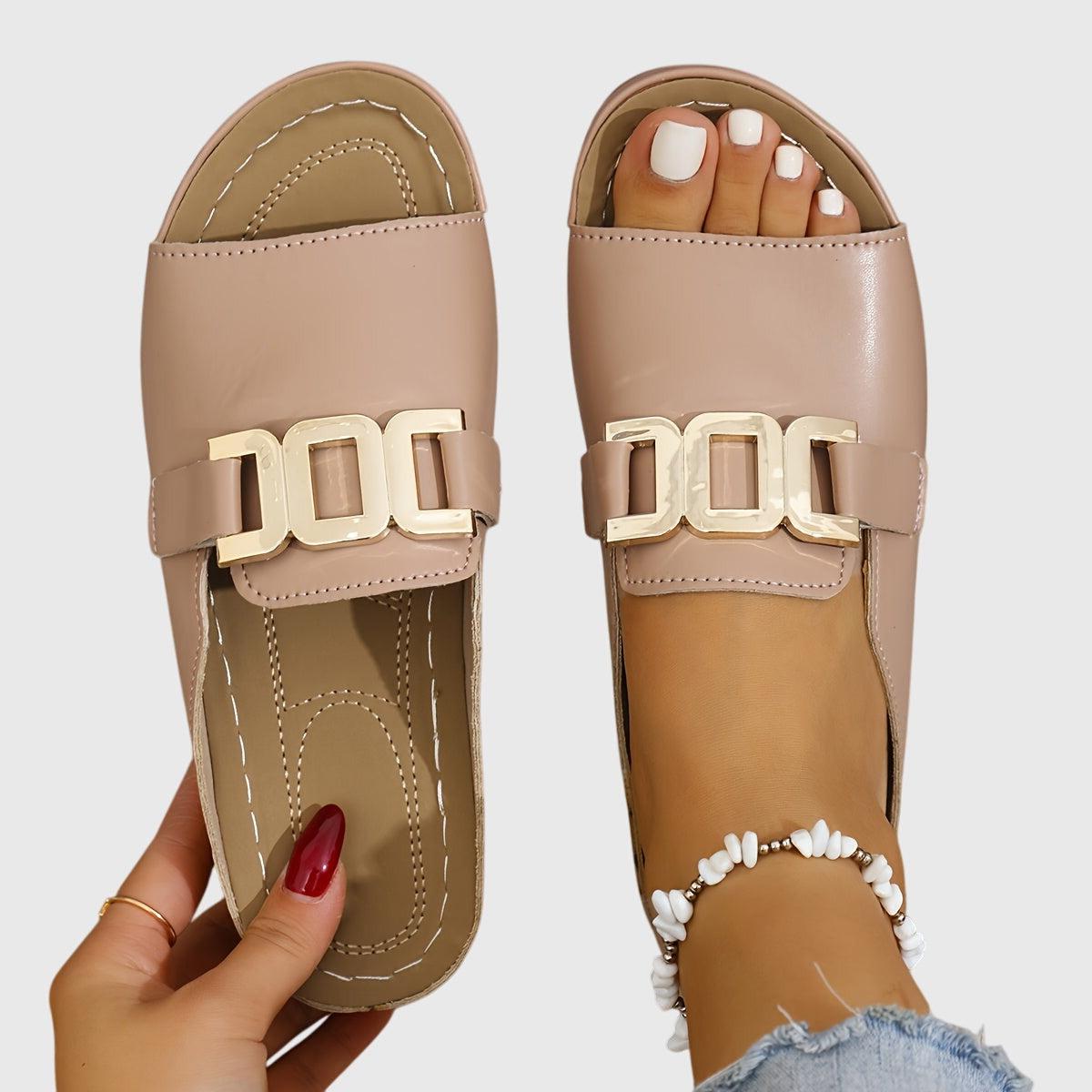 Brown Comfy Buckle Sandals Women UK – Smart Casual Holiday Wear Evening Footwear