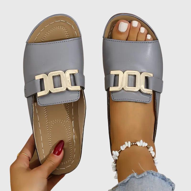 Brown Comfy Buckle Sandals Women UK – Smart Casual Holiday Wear Evening Footwear