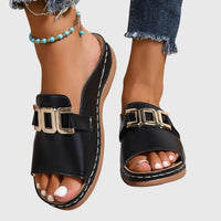 Brown Comfy Buckle Sandals Women UK – Smart Casual Holiday Wear Evening Footwear