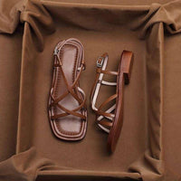 Brown Italian Leather Strap Sandals Women UK – Smart Casual Holiday Wear Evening Footwear