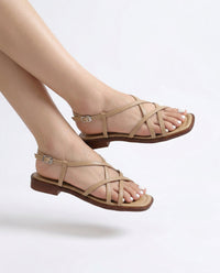 Brown Italian Leather Strap Sandals Women UK – Smart Casual Holiday Wear Evening Footwear