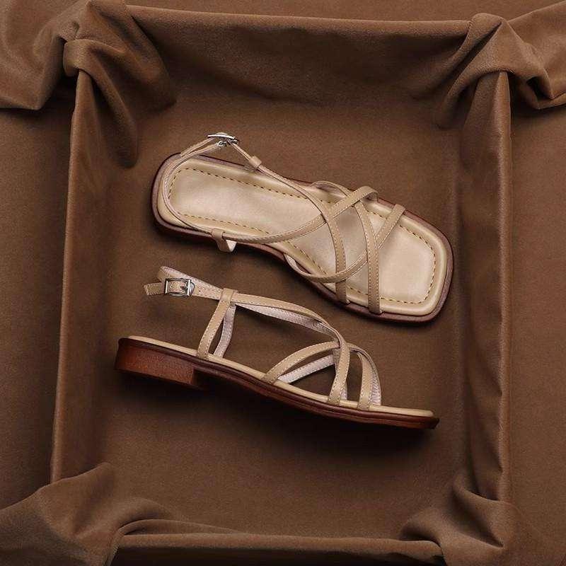 Brown Italian Leather Strap Sandals Women UK – Smart Casual Holiday Wear Evening Footwear