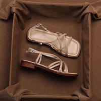 Brown Italian Leather Strap Sandals Women UK – Smart Casual Holiday Wear Evening Footwear