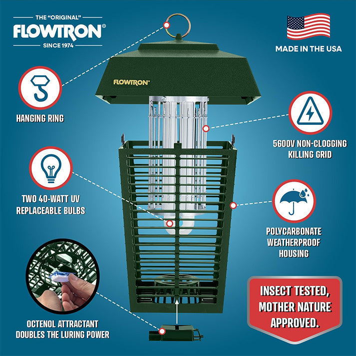 Flowtron Electric Bug Zapper 80W – Outdoor Pest Control, Garden Protection