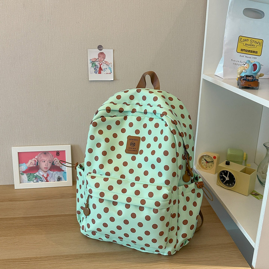 Casual Polka Dot Backpack – School, Travel