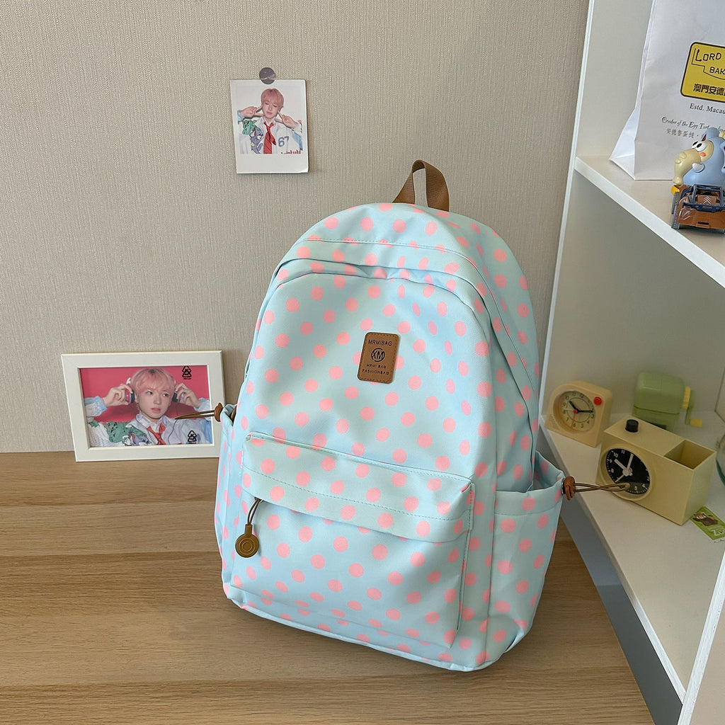 Casual Polka Dot Backpack – School, Travel