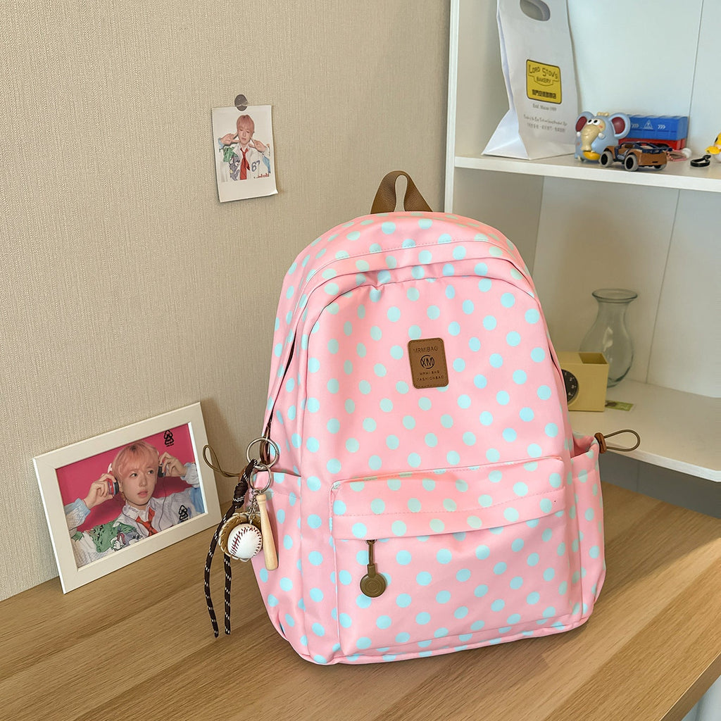 Casual Polka Dot Backpack – School, Travel