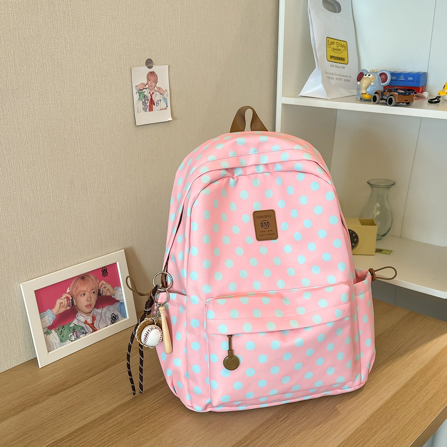 Casual Polka Dot Backpack – School, Travel