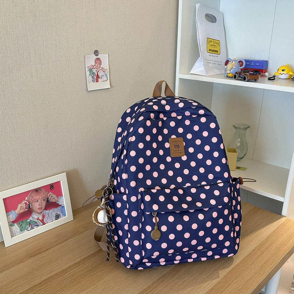 Casual Polka Dot Backpack – School, Travel