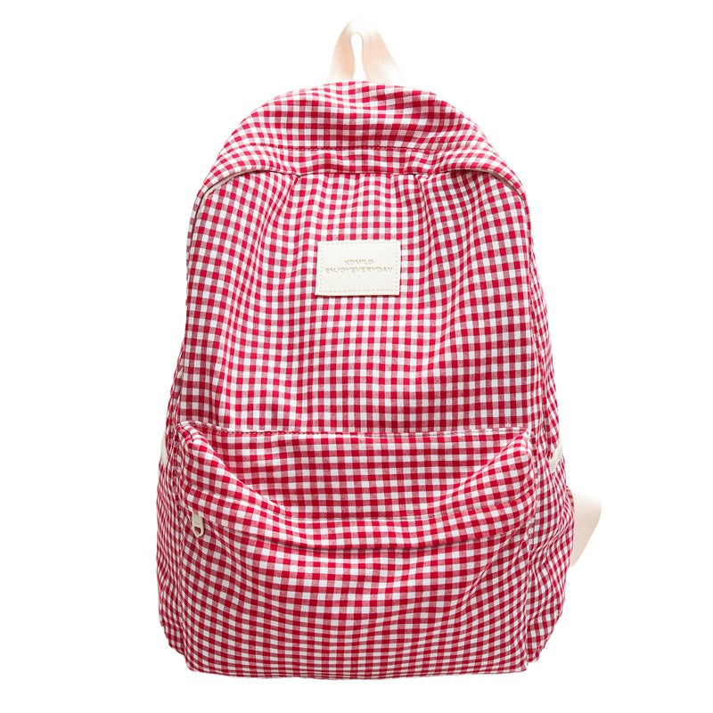 Checked Design Casual Backpack – School, Travel