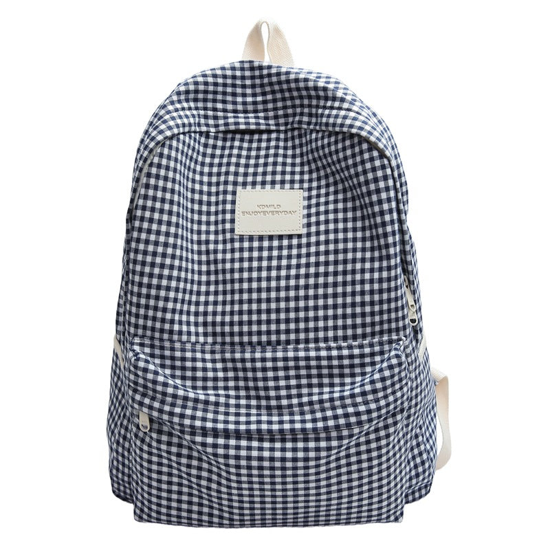 Checked Design Casual Backpack – School, Travel