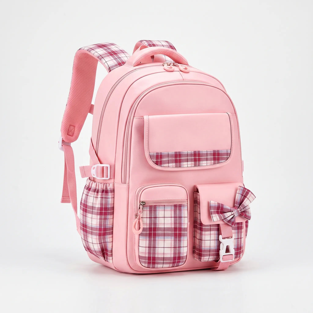 Checkered Detail School Rucksack – Travel, Everyday Use